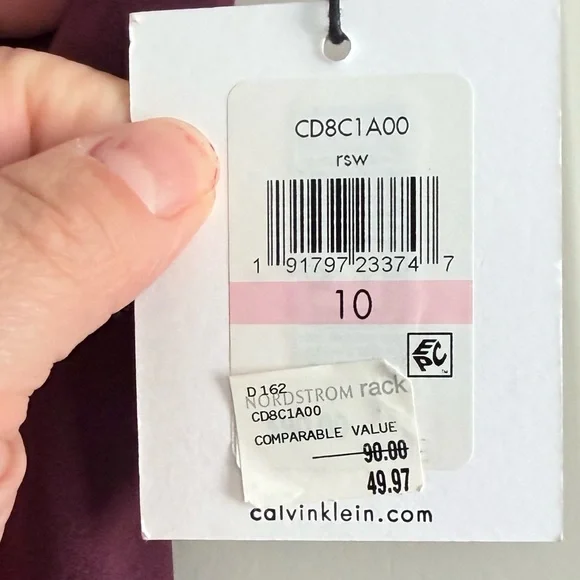 Calvin Klein Sleeveless Burgundy Midi Sheath Dress - Picture 4 of 4